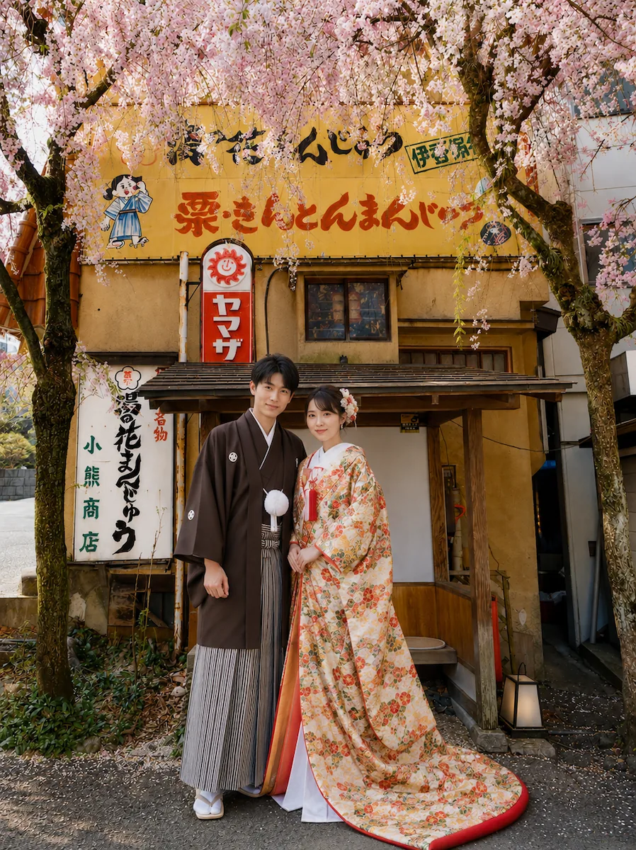春の伊香保 桜の中の和婚