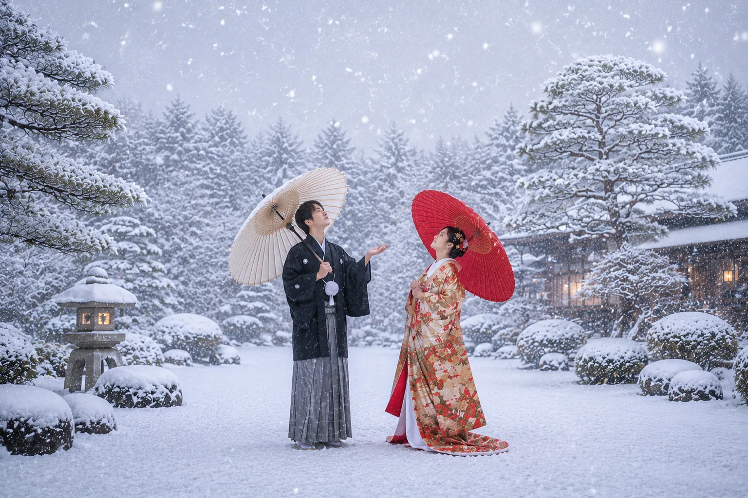 冬の伊香保 雪景色の和婚